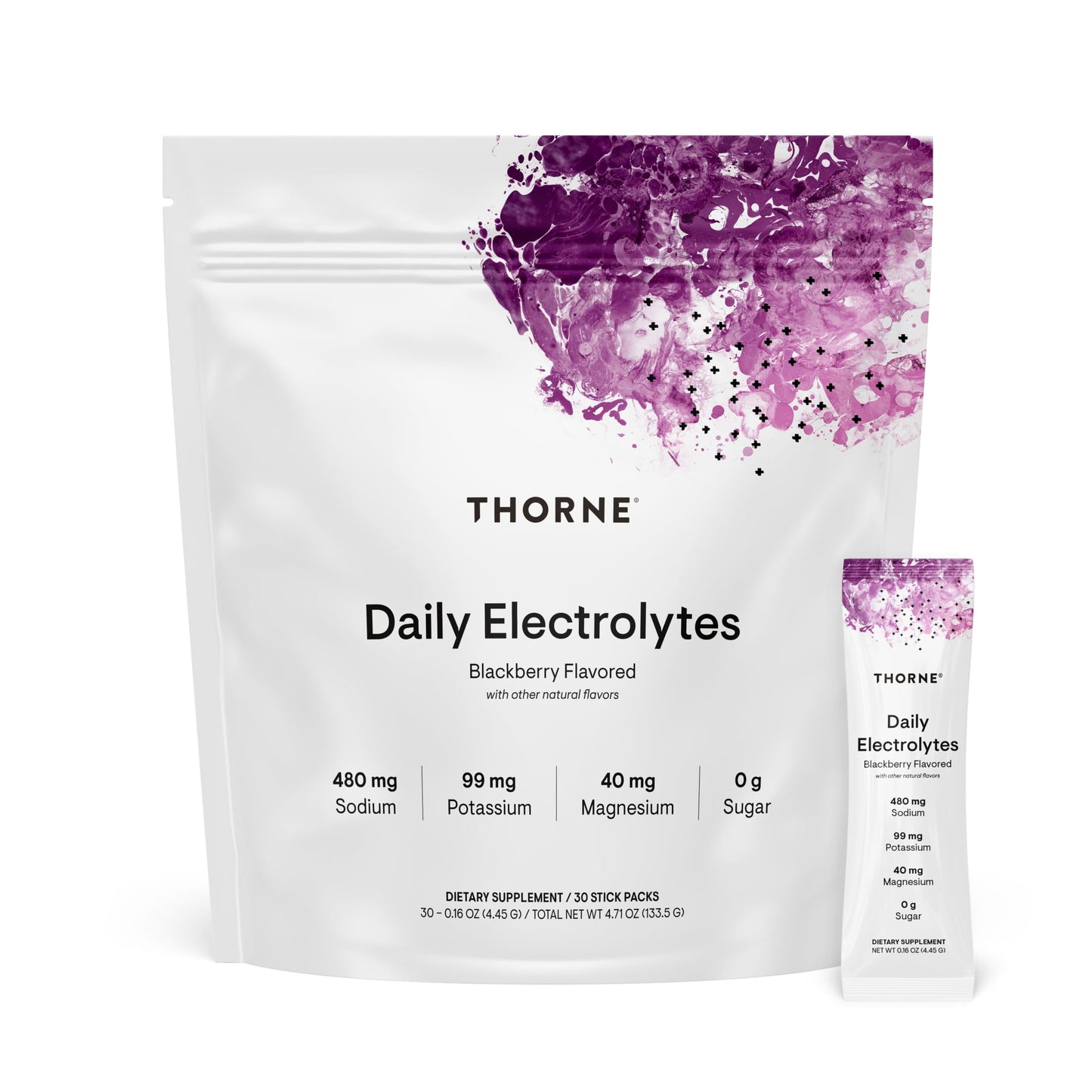 THORNE Daily Electrolytes, Electrolyte Powder Drink Mix, 30 Stick Packs