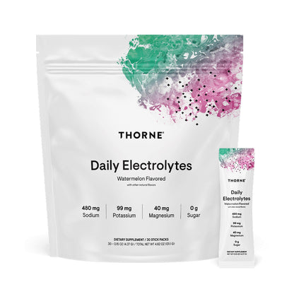 THORNE Daily Electrolytes, Electrolyte Powder Drink Mix, 30 Stick Packs