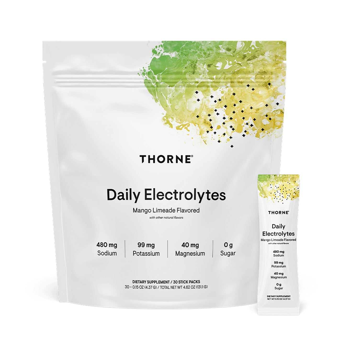 THORNE Daily Electrolytes, Electrolyte Powder Drink Mix, 30 Stick Packs