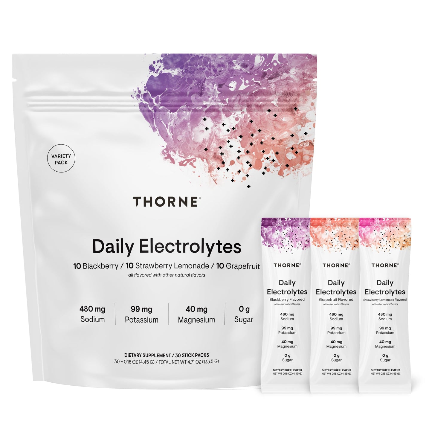 THORNE Daily Electrolytes, Electrolyte Powder Drink Mix, 30 Stick Packs