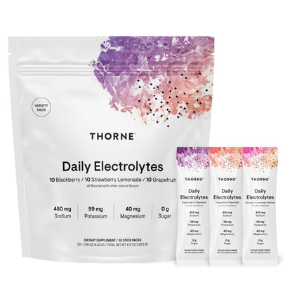THORNE Daily Electrolytes, Electrolyte Powder Drink Mix, 30 Stick Packs